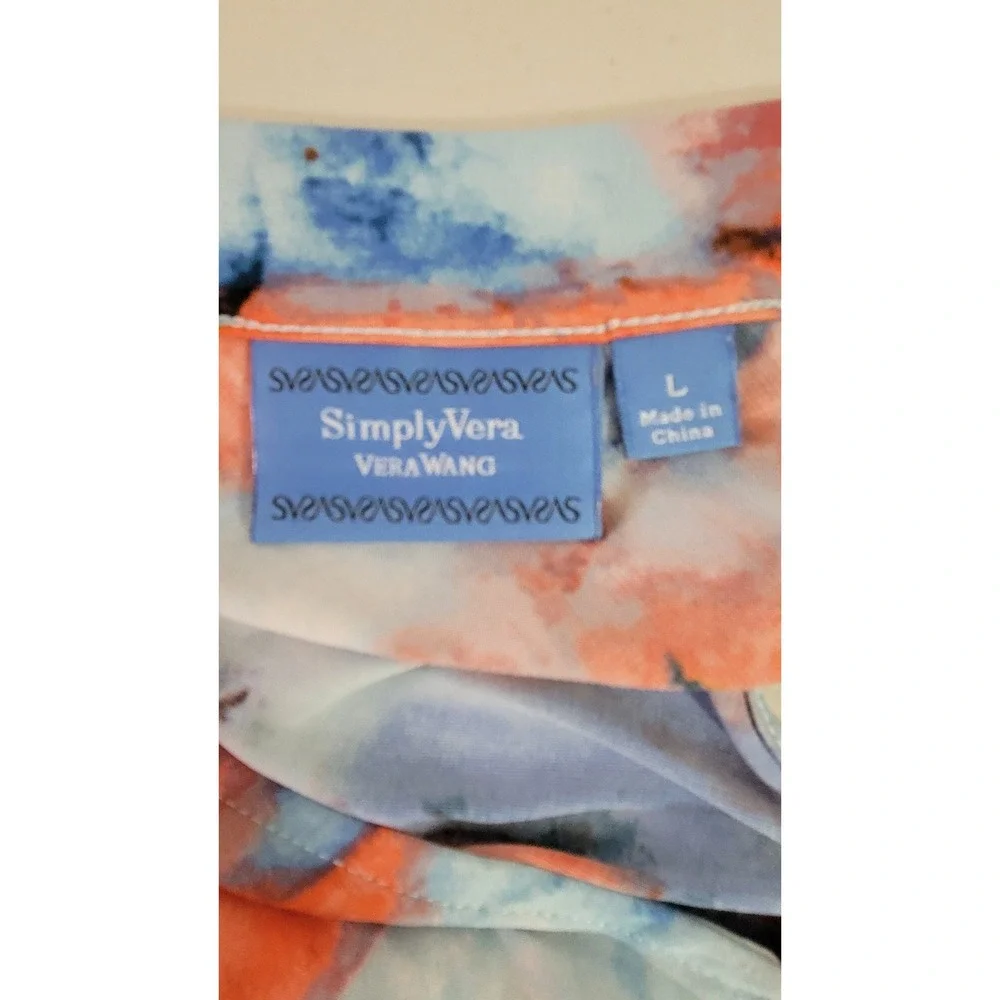 Simply Vera Wang Abstract Print V Neck Sleeveless Midi Dress‎ Women's Size L